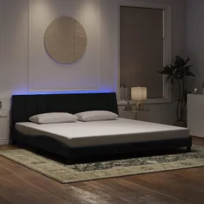 fekete bársony ágykeret LED-világítással 200 x 200 cm