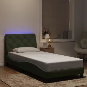   világosszürke bársony ágykeret LED-ekkel matrac nélkül 80 x 200 cm