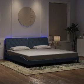   sötétszürke bársony ágykeret LED-ekkel matrac nélkül 200 x 200 cm