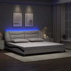   fehér és fekete ágykeret LED-ekkel matrac nélkül Hvar 200x200 cm