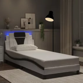   fehér és fekete ágykeret Viana LED-ekkel matrac nélkül 80 x 200 cm