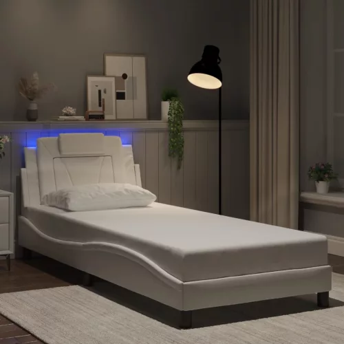 fehér ágykeret Viana LED-ekkel matrac nélkül 90x190 cm