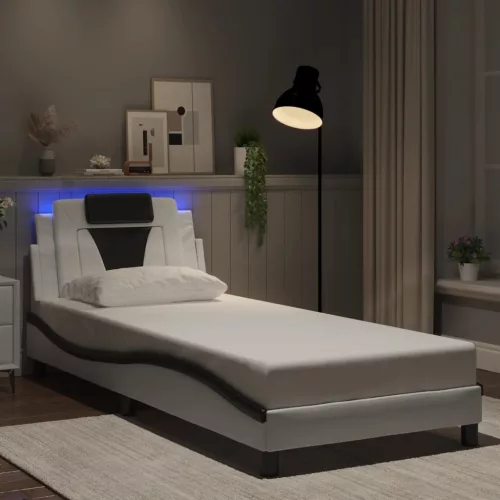 fehér és fekete ágykeret Viana LED-ekkel matrac nélkül 90x190 cm