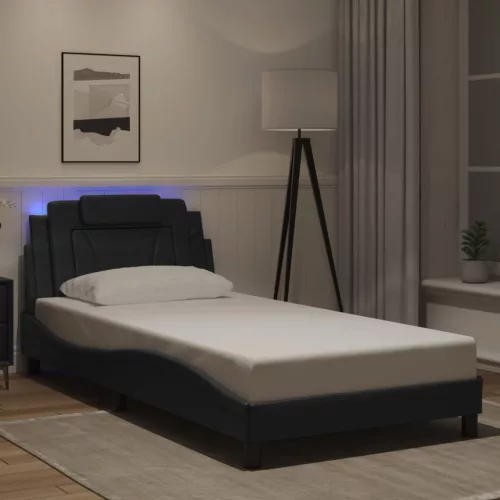 fekete ágykeret Viana LED-ekkel matrac nélkül 100 x 200 cm