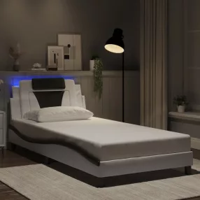   fehér és fekete ágykeret Viana LED-ekkel matrac nélkül 100 x 200 cm