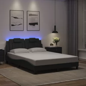   fekete ágykeret Viana LED-ekkel matrac nélkül 120 x 200 cm