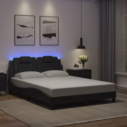 fekete ágykeret Viana LED-ekkel matrac nélkül 140 x 190 cm