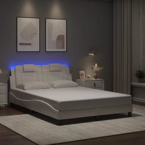 fehér ágykeret Viana LED-ekkel matrac nélkül 140 x 190 cm