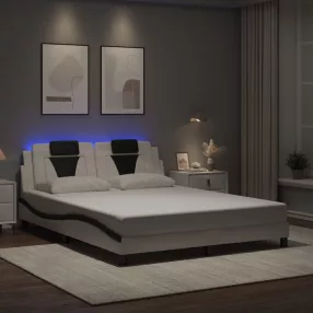   fehér és fekete ágykeret Viana LED-ekkel matrac nélkül 160 x 200 cm
