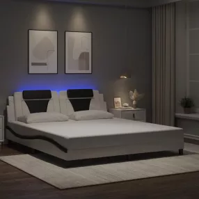   fehér és fekete ágykeret Viana LED-ekkel matrac nélkül 180 x 200 cm