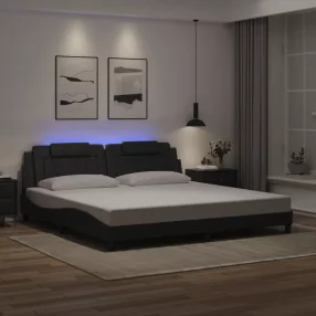 fekete ágykeret Viana LED-ekkel matrac nélkül 200x200 cm