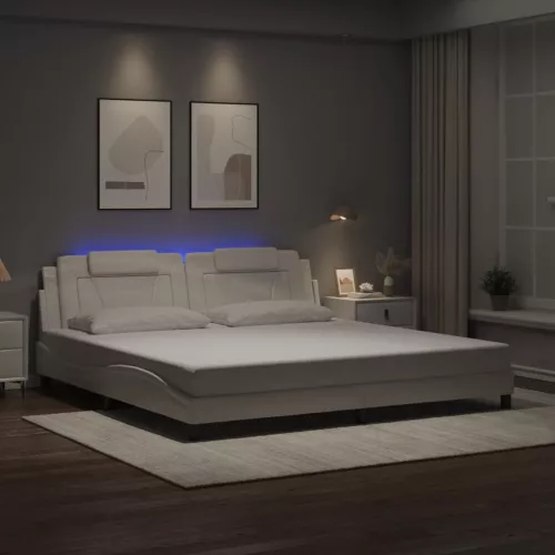 fehér ágykeret Viana LED-ekkel matrac nélkül 200x200 cm