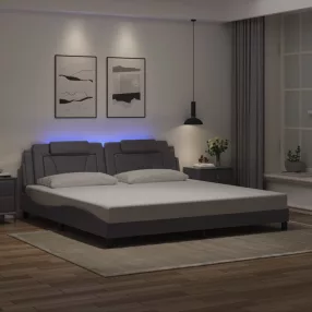   szürke ágykeret Viana LED-ekkel matrac nélkül 200 x 200 cm