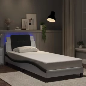   vidaXL fehér és fekete ágykeret LED-ekkel matrac nélkül Zadar 90x190 cm