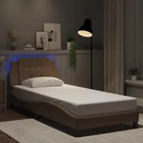   cappuccino színű ágykeret LED-ekkel matrac nélkül Zadar 90 x 200 cm