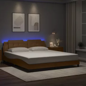   vidaXL kávészínű ágykeret LED-ekkel matrac nélkül Zadar 180 x 200 cm