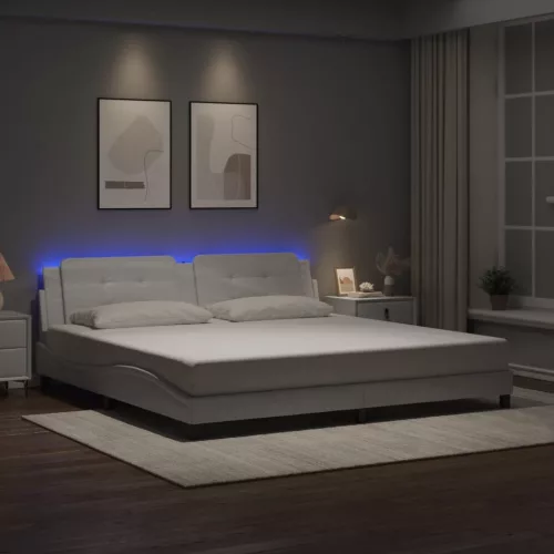 vidaXL fehér ágykeret LED-ekkel matrac nélkül Zadar 200x200 cm