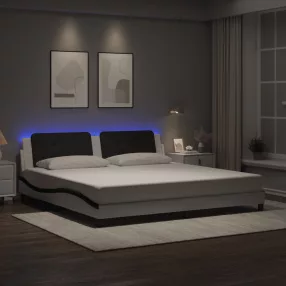   vidaXL fehér és fekete ágykeret LED-ekkel matrac nélkül Zadar 200x200 cm