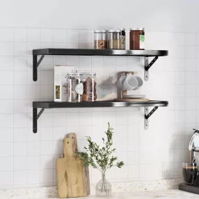 2 db fekete rozsdamentes acél fali polc 75 x 23,5 cm