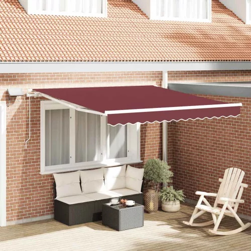 burgundi vörös kézzel kihúzható LED-es napellenző 300 x 250 cm