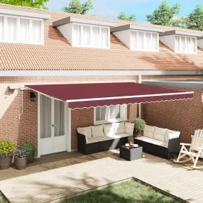   vidaXL burgundi vörös kézzel kihúzható LED-es napellenző 500 x 300 cm