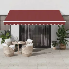   vidaXL burgundi vörös automata kihúzható LED-es napellenző 400x350 cm