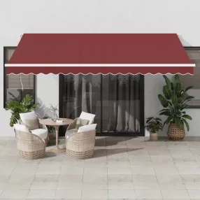   vidaXL burgundi vörös kézzel kihúzható napellenző 450 x 350 cm