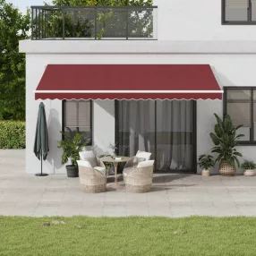   vidaXL burgundi vörös kézzel kihúzható LED-es napellenző 500 x 350 cm