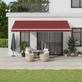   vidaXL burgundi vörös automata kihúzható LED-es napellenző 500x350 cm