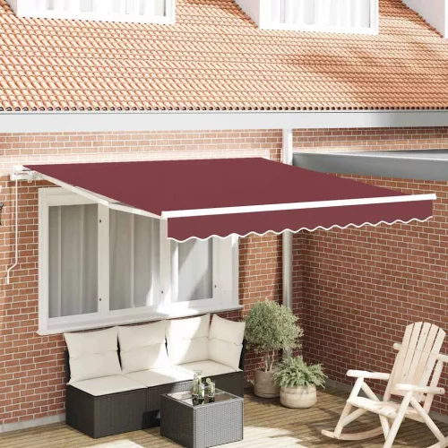 vidaXL burgundi vörös kézzel kihúzható napellenző 300 x 250 cm