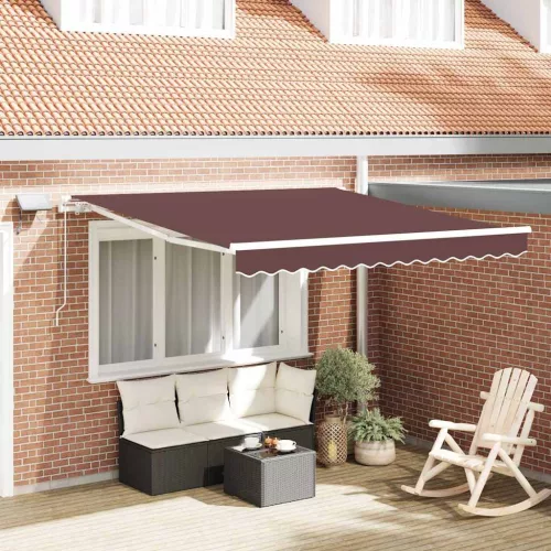 barna kézzel kihúzható LED-es napellenző 300 x 250 cm