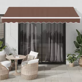   vidaXL barna kézzel kihúzható LED-es napellenző 350 x 250 cm