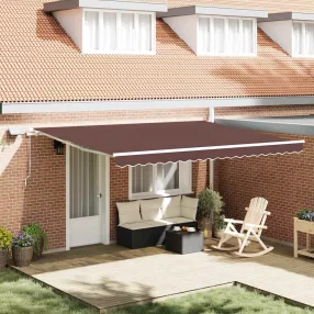  vidaXL barna kézzel kihúzható LED-es napellenző 450 x 300 cm