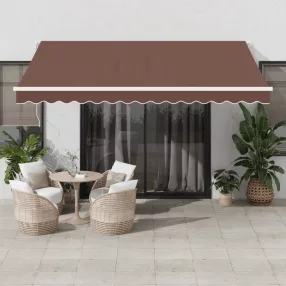   vidaXL barna kézzel kihúzható LED-es napellenző 400 x 350 cm