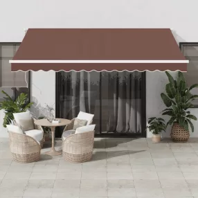   vidaXL barna automata kihúzható LED-es napellenző 400x350 cm