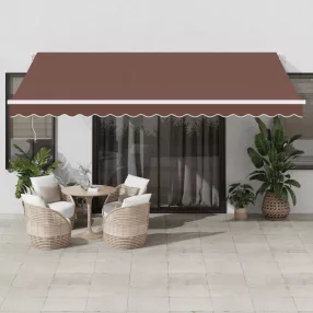   vidaXL barna kézzel kihúzható LED-es napellenző 450 x 350 cm