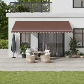   vidaXL barna kézzel kihúzható LED-es napellenző 500 x 350 cm