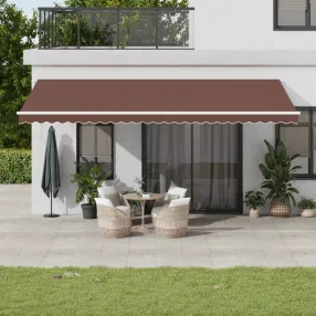   vidaXL barna automata kihúzható LED-es napellenző 600x350 cm