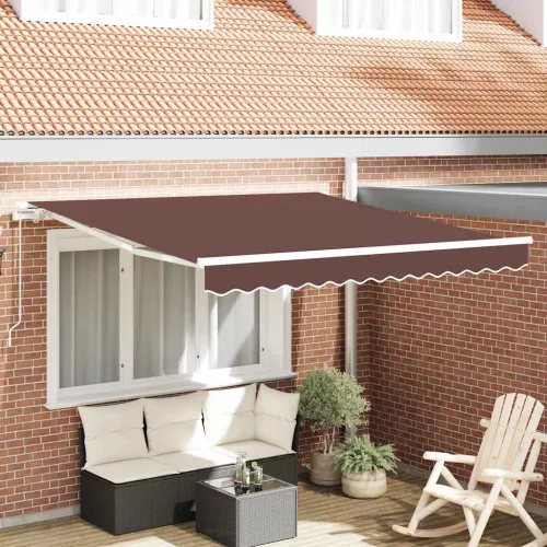 vidaXL barna kézzel kihúzható napellenző 300 x 250 cm