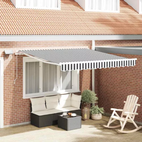 antracitszürke-fehér LED-es kézi napellenző 300 x 250 cm