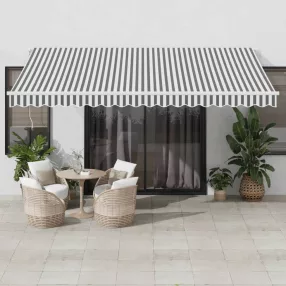   vidaXL antracitszürke-fehér kézzel kihúzható napellenző 450 x 350 cm