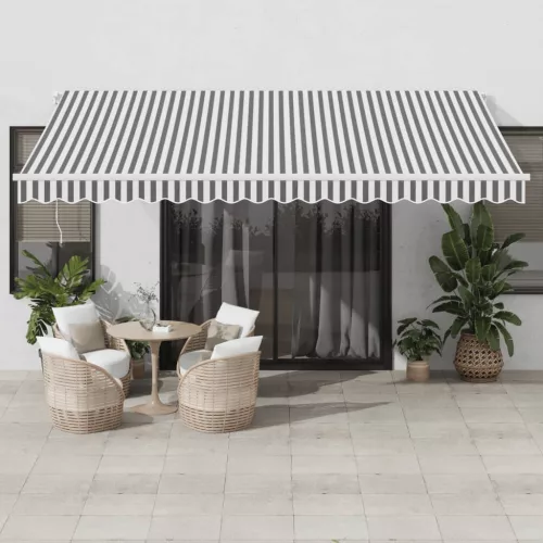 vidaXL antracitszürke-fehér LED-es automata napellenző 450 x 350 cm