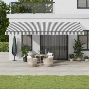   vidaXL antracitszürke és fehér kézzel kihúzható napellenző 600x350 cm