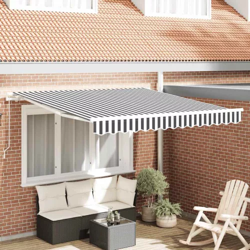 vidaXL antracitszürke-fehér kézzel kihúzható napellenző 300 x 250 cm