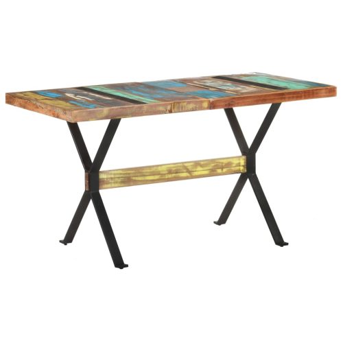 tömör újrahasznosított fa étkezőasztal 140 x 70 x 76 cm
