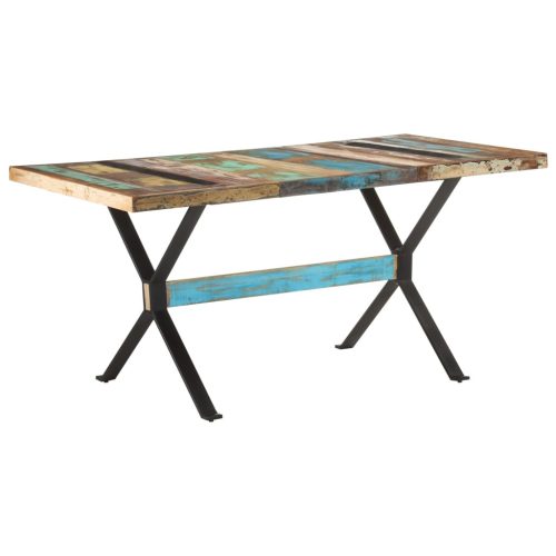 tömör újrahasznosított fa étkezőasztal 160 x 80 x 76 cm