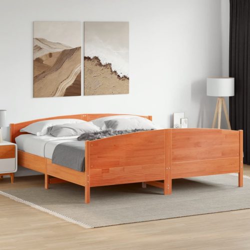 viaszbarna tömör fenyőfa ágy matrac nélkül 180 x 200 cm