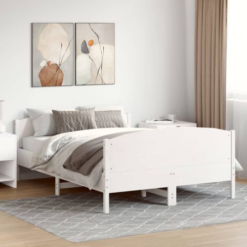 fehér tömör fenyőfa ágy matrac nélkül 150 x 200 cm