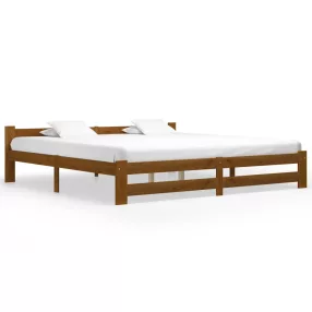   mézbarna tömör fenyőfa ágykeret matrac nélkül 200 x 200 cm