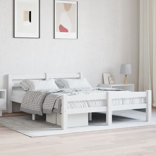 fehér tömör fenyőfa ágy matrac nélkül 120 x 200 cm
